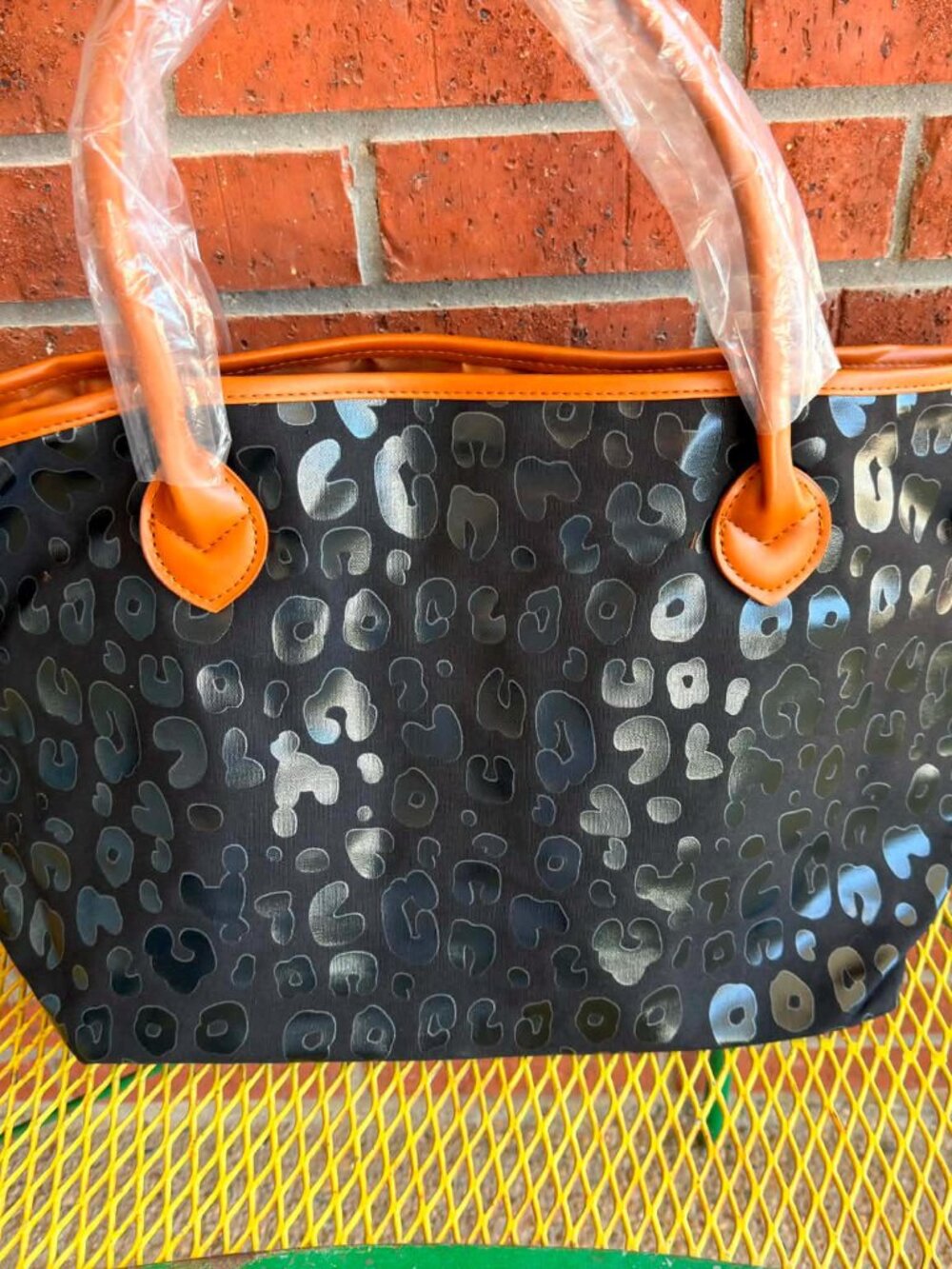 NWOT Black Leopard Weekender tote with Snap Closure